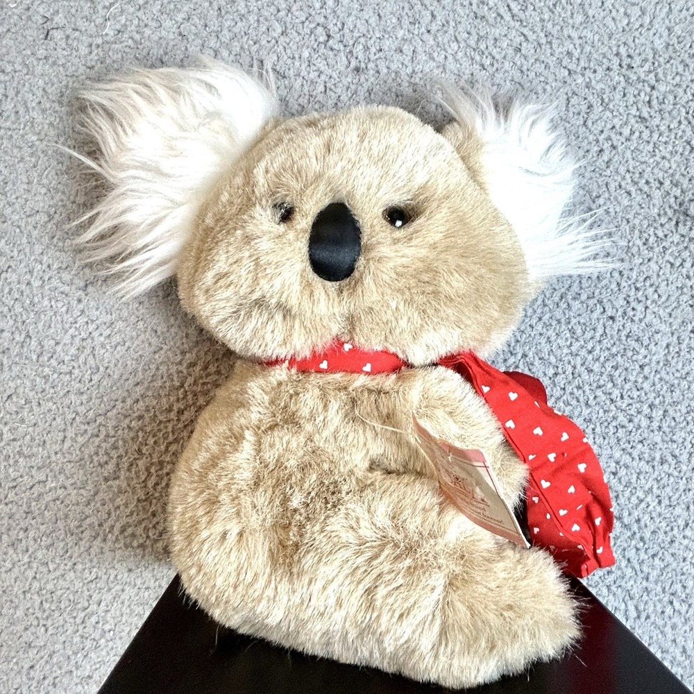 Vtg 1984 Hallmark Koko Koala Plush with Tag Red Heart Stuffed Animal 10" Tan